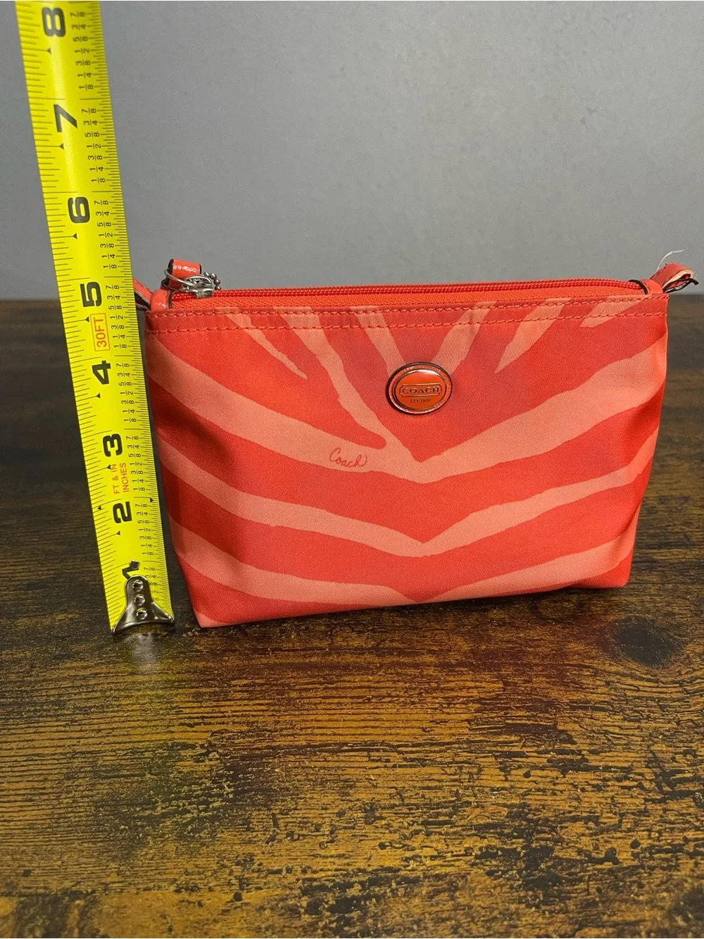COACH Nylon Travel Bag And Wallet Zebra Print Orange Coral Lot